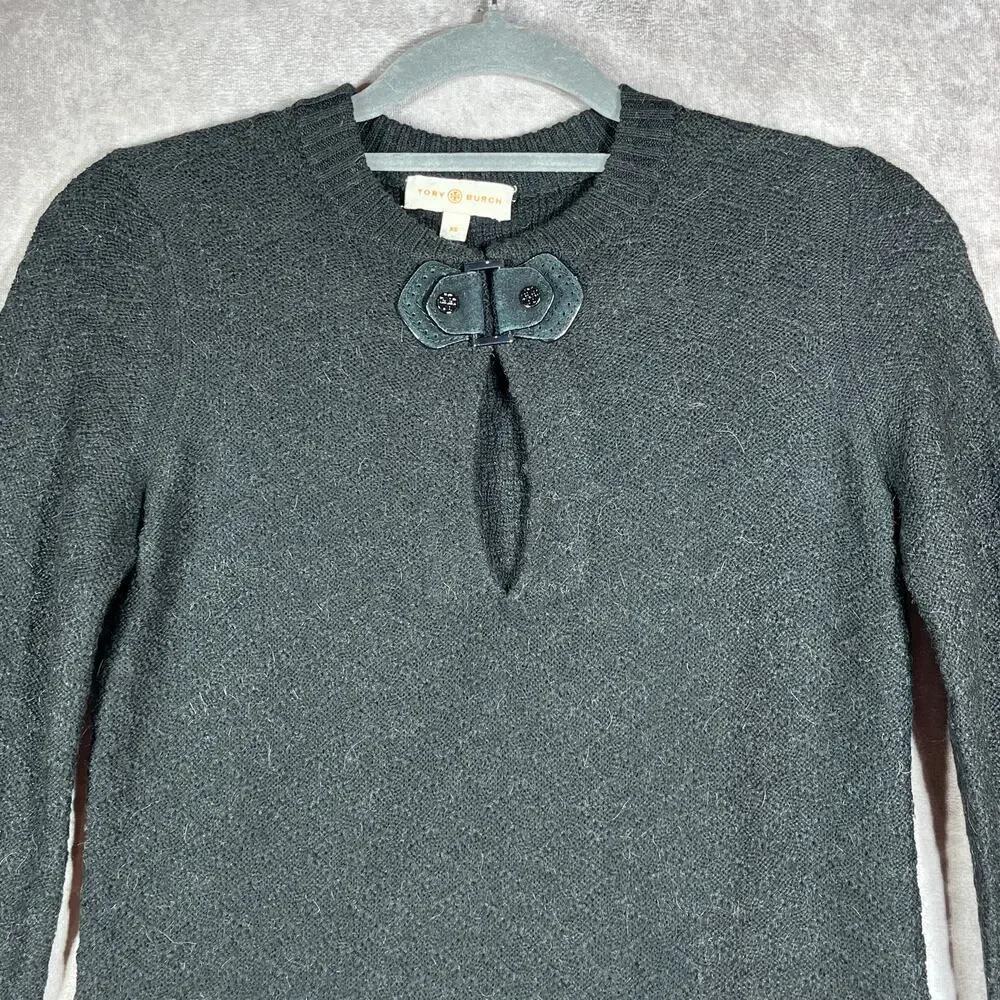 Tory Burch Sweater Womens Size XS Black Knit Wool‎ Blend Keyhole Neck Pullover